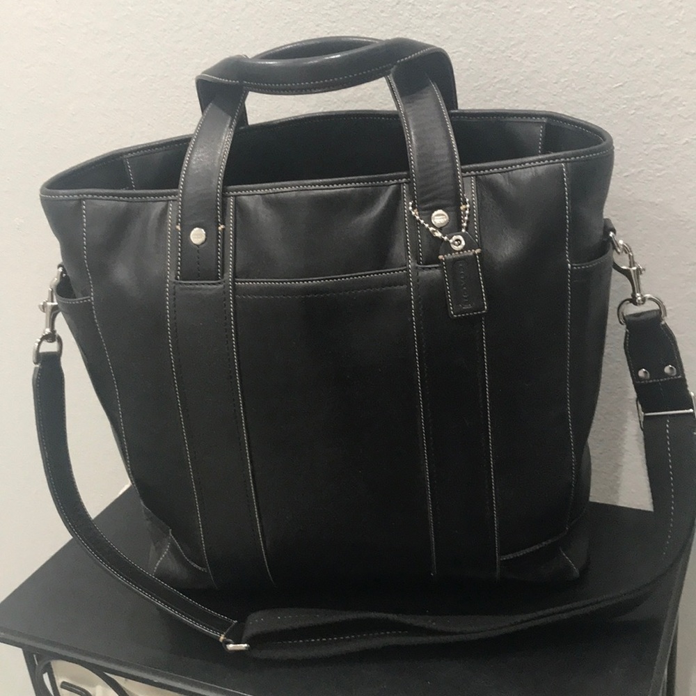 Coach Leather briefcase tote w/handheld & shoulder strap
